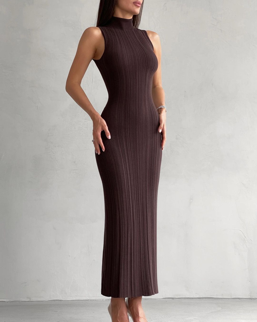 Turtleneck Knit Maxi Dress