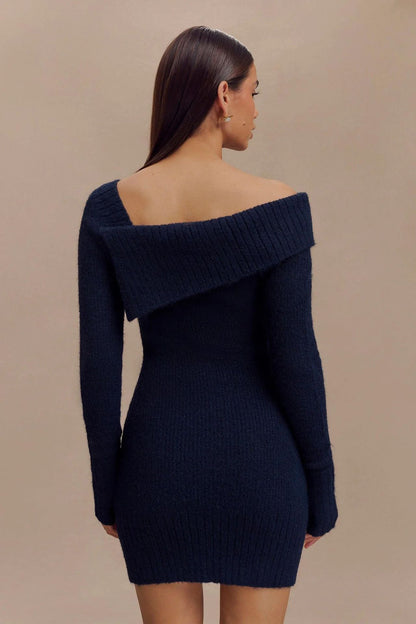 Sexy Off-Shoulder Knit Mini Dress