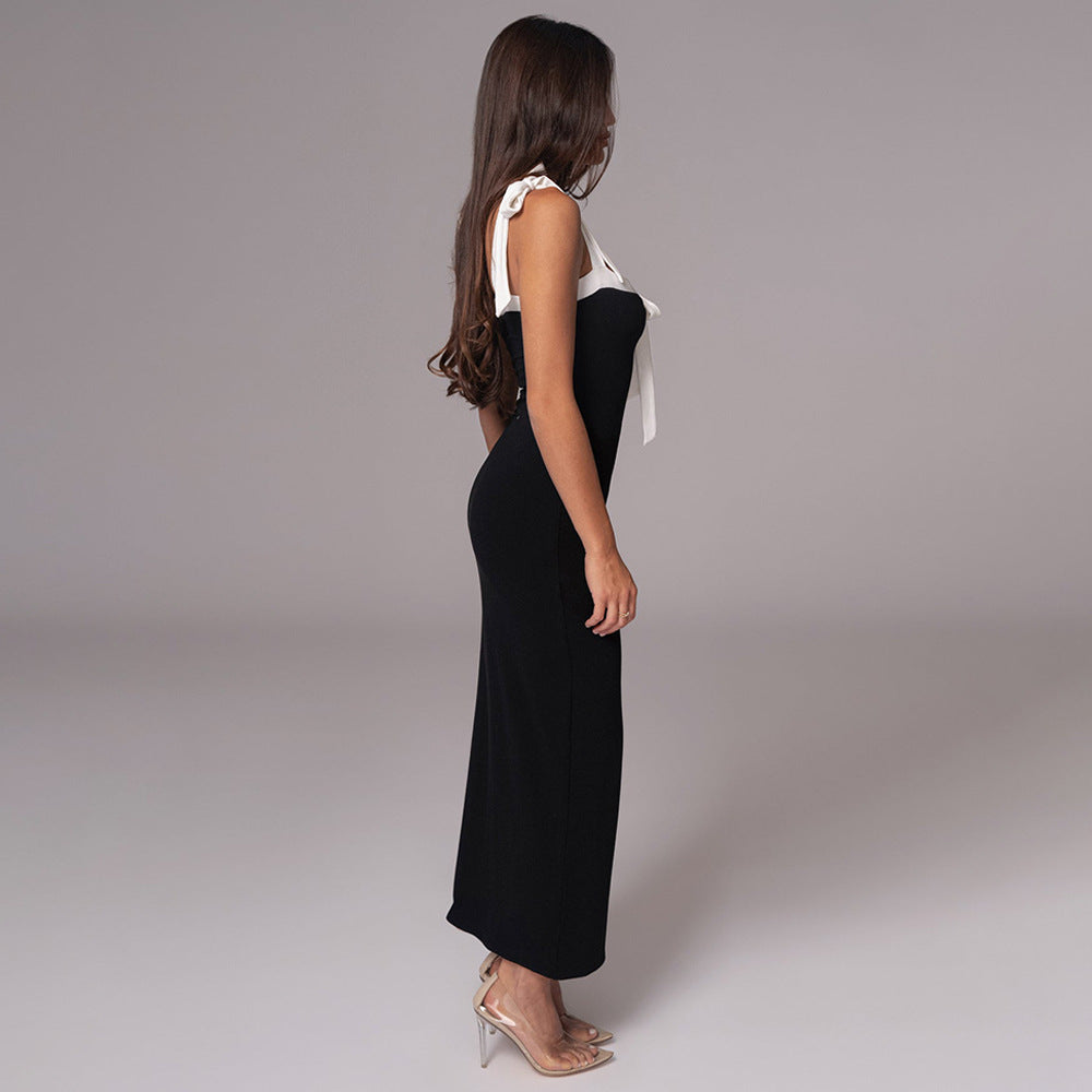 Sexy Spaghetti Strap Sleeveless Tie-Back Bodycon Slim Maxi Dress