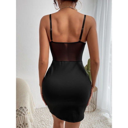 Sexy Strap Mesh Patchwork Corset Bodycon Dress