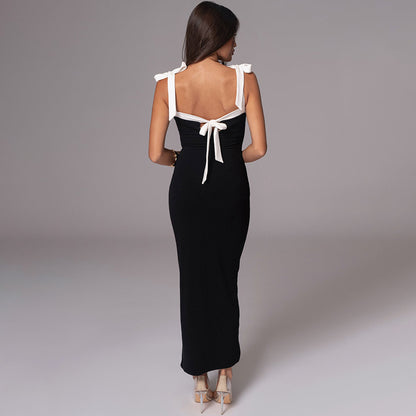 Sexy Spaghetti Strap Sleeveless Tie-Back Bodycon Slim Maxi Dress