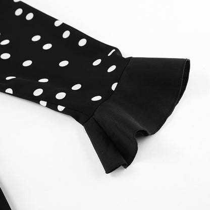 Elegant Polka Dot Tie-Waist Dress