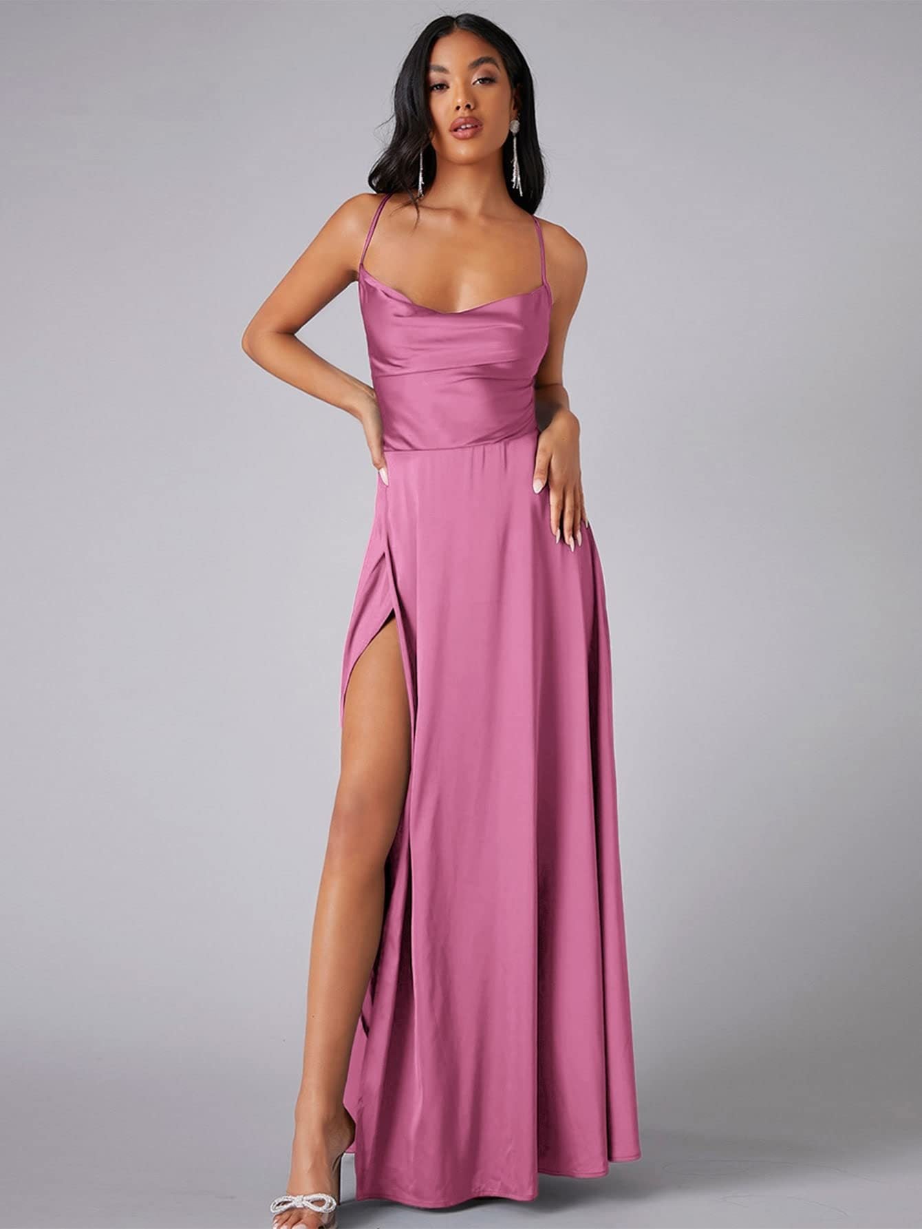 Sexy Slim-Fit Backless Spaghetti Strap Waist-Cinching Evening Gown