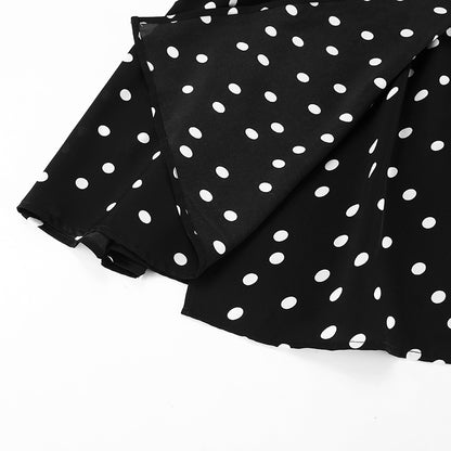 Elegant Polka Dot Tie-Waist Dress