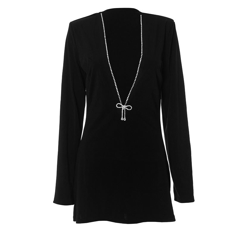 New V-Neck Long-Sleeve Trendy Dress