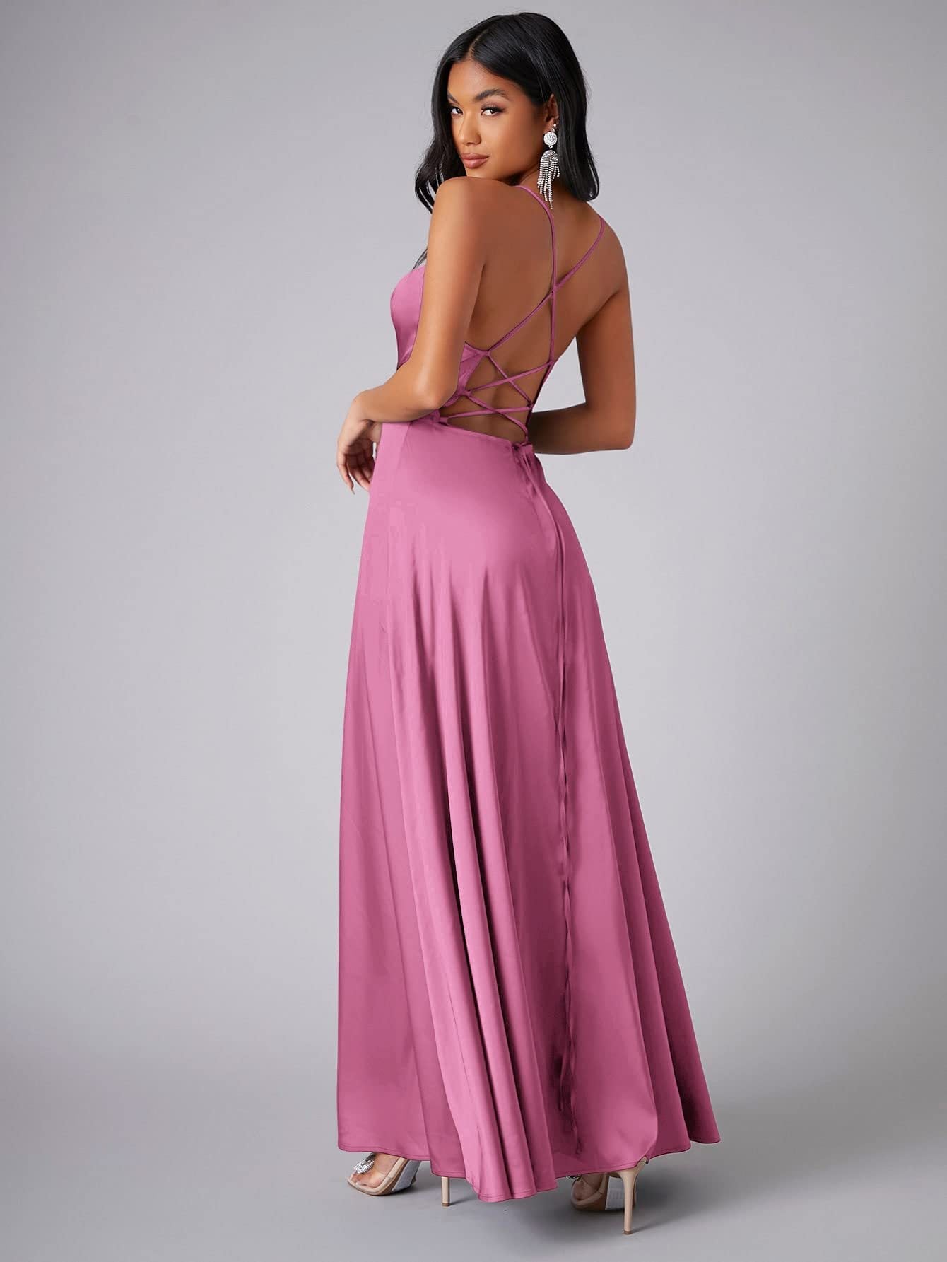 Sexy Slim-Fit Backless Spaghetti Strap Waist-Cinching Evening Gown