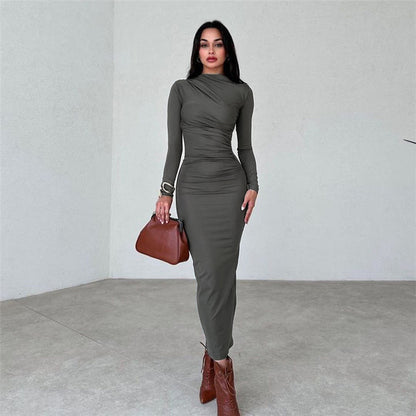 Round Neck Long Sleeve Bodycon Dress