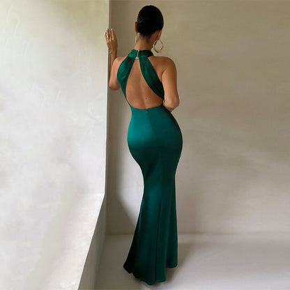 Sexy Solid Color Slim Fit Sleeveless Backless Dress