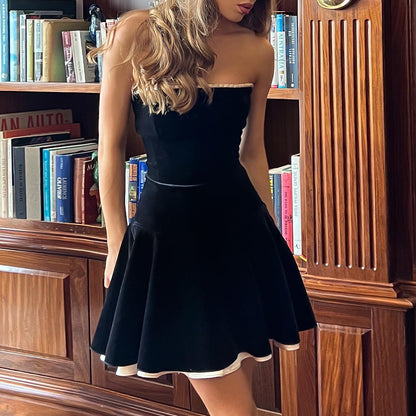 Velvet Strapless A-Line Dress