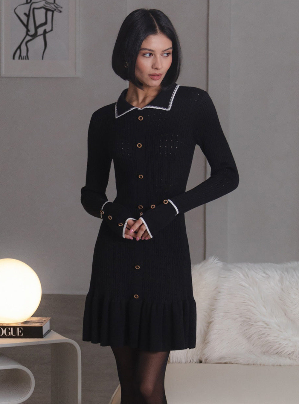 Single Button Knit Dress