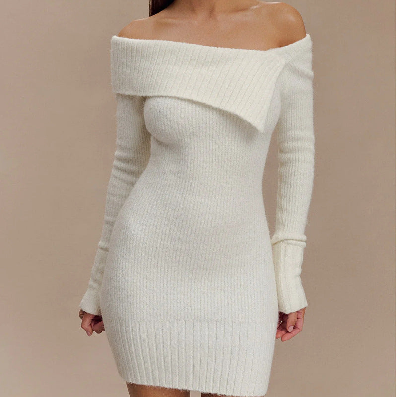 Sexy Off-Shoulder Knit Mini Dress