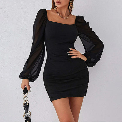 Chiffon Puff Sleeve Dress