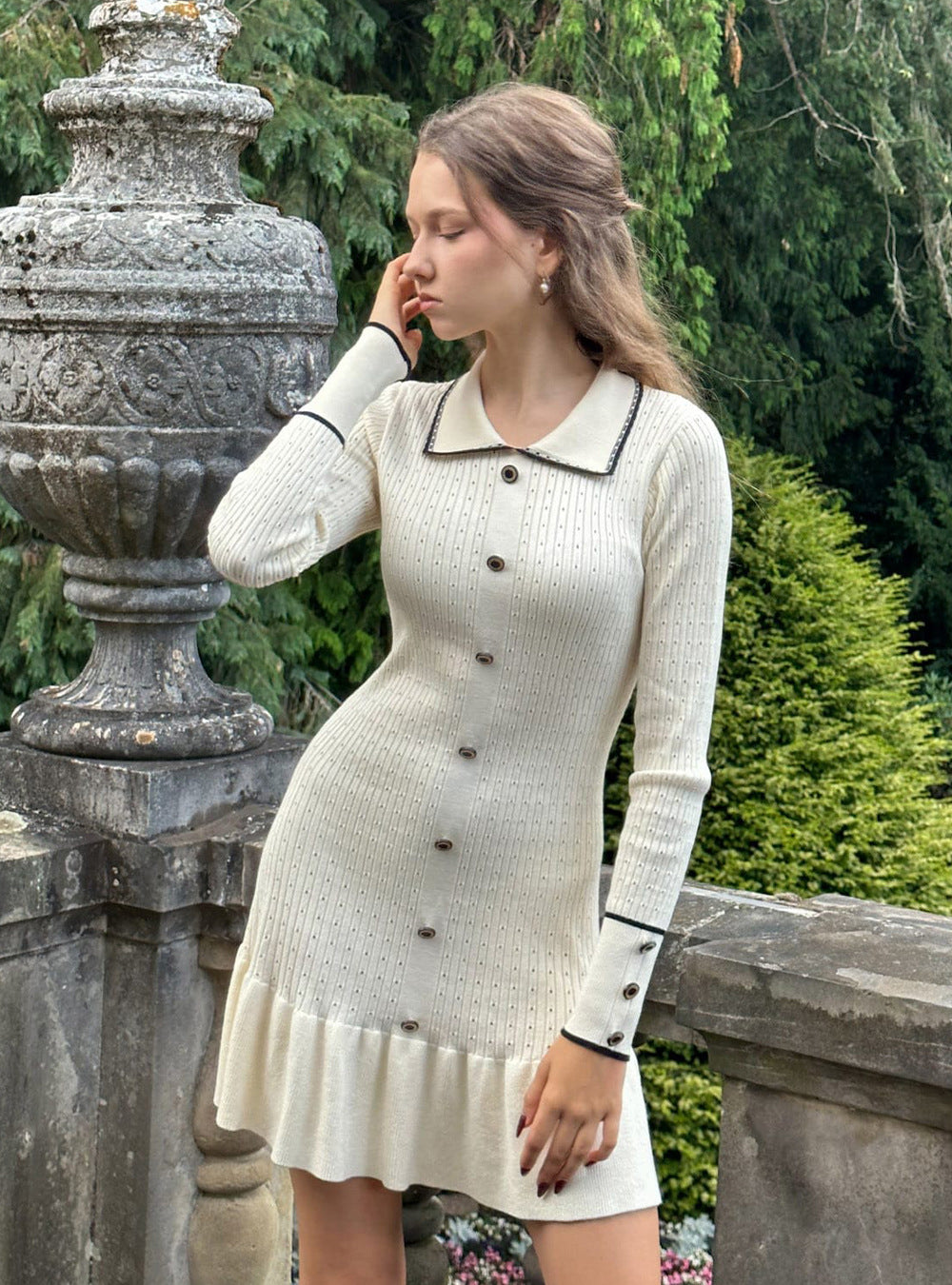 Single Button Knit Dress