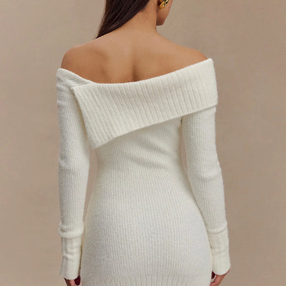 Sexy Off-Shoulder Knit Mini Dress