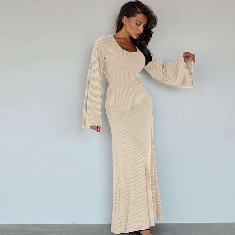 Fashion Loose Tie-Back Long Sleeve Dress