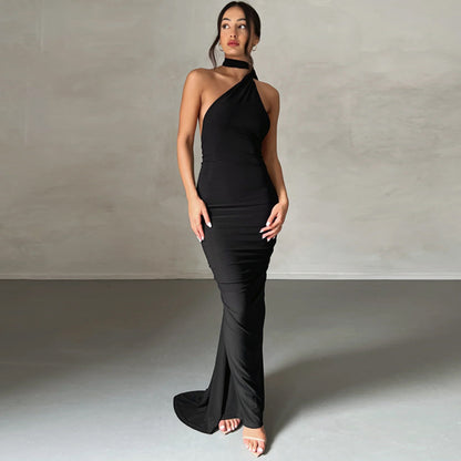 New Sexy Backless Ruched Slim-Fit Sleeveless Dress