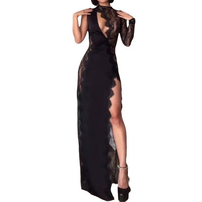 Sexy Lace Cutout Lace Slit Charming Dress