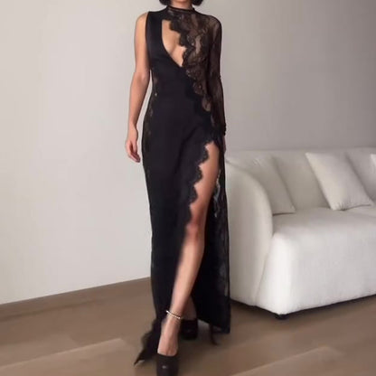 Sexy Lace Cutout Lace Slit Charming Dress