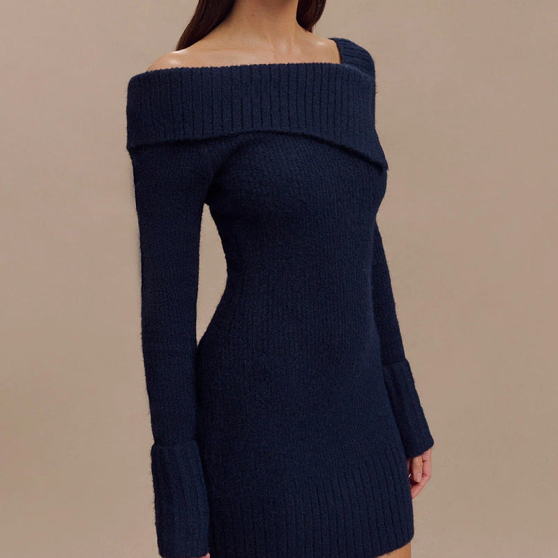 Sexy Off-Shoulder Knit Mini Dress