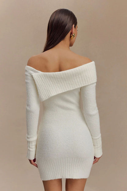 Sexy Off-Shoulder Knit Mini Dress