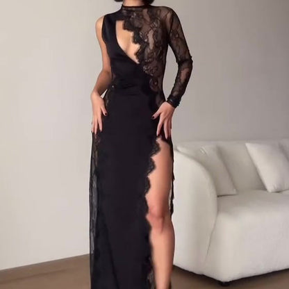 Sexy Lace Cutout Lace Slit Charming Dress