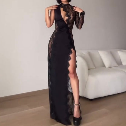 Sexy Lace Cutout Lace Slit Charming Dress