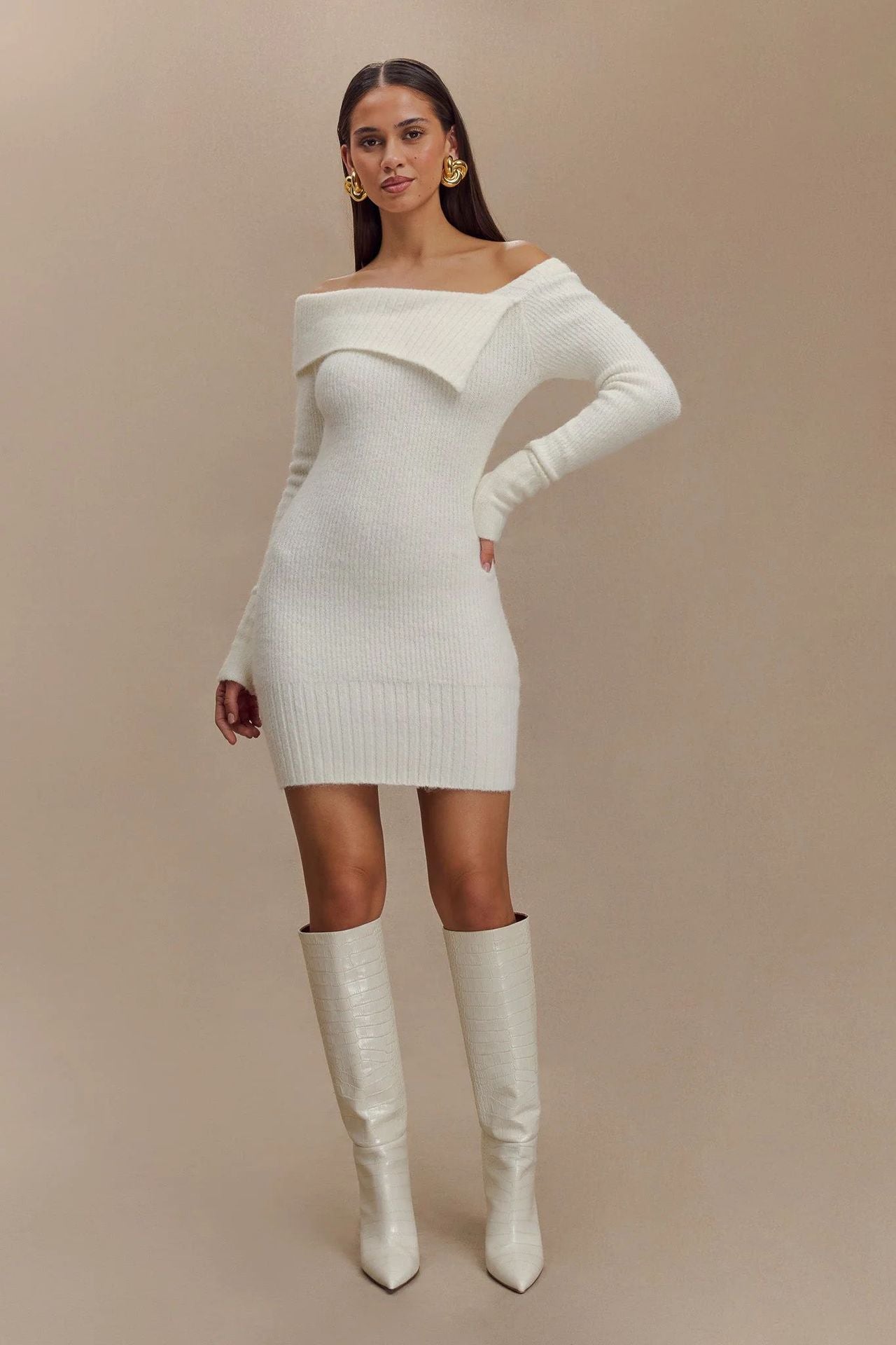 Sexy Off-Shoulder Knit Mini Dress