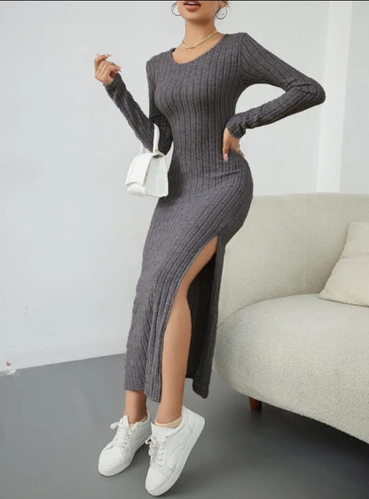 New Autumn Long Sleeve Knit Maxi Dress