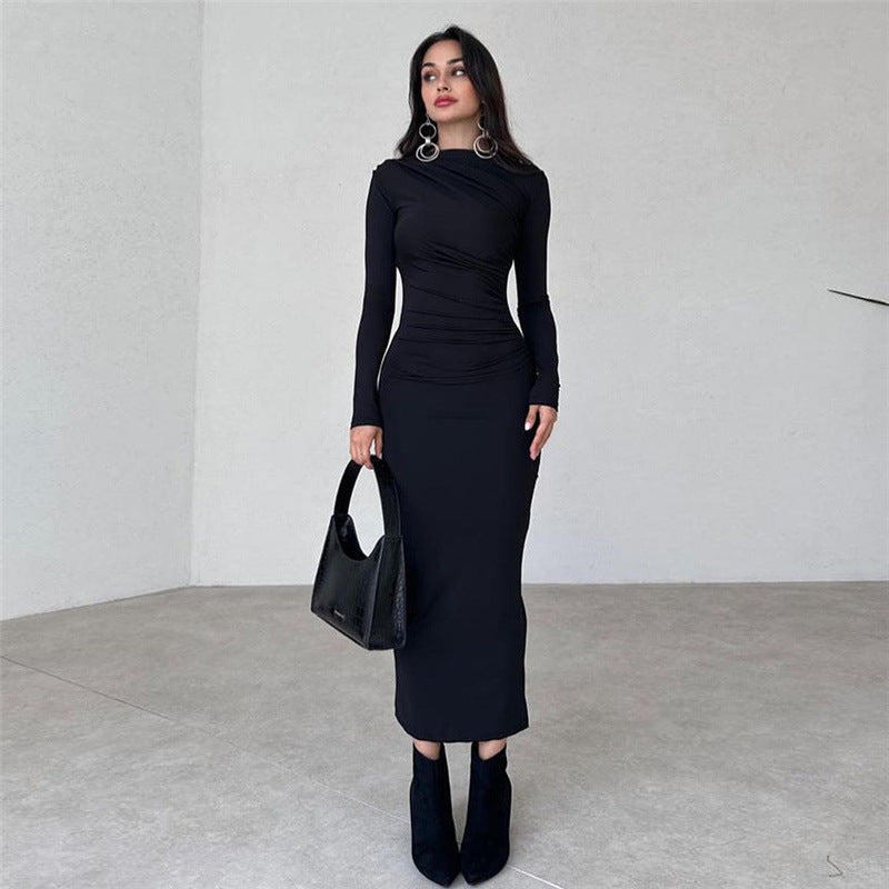 Round Neck Long Sleeve Bodycon Dress