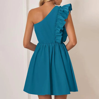 Unique single shoulder Flowing Layered Dress