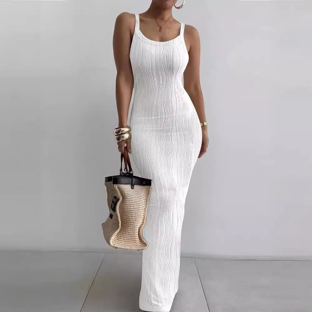 2024 Long Knit Ribbon V-neck Sexy Maxi Dress