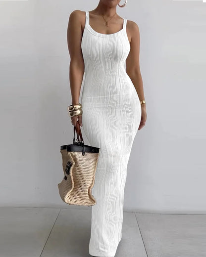 2024 Long Knit Ribbon V-neck Sexy Maxi Dress