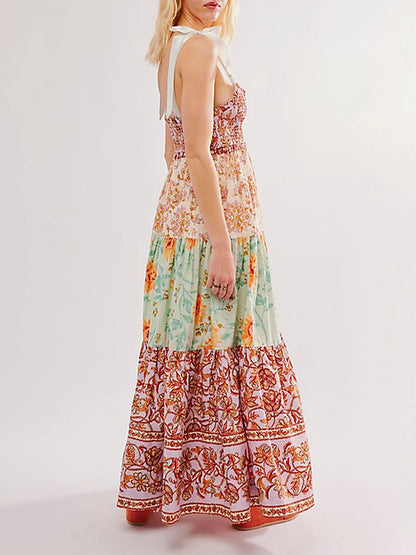 Floral Cami Maxi Dress with Tie-Up Straps