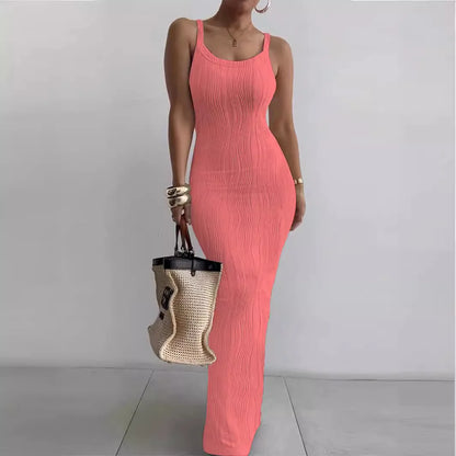 2024 Long Knit Ribbon V-neck Sexy Maxi Dress