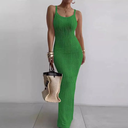 2024 Long Knit Ribbon V-neck Sexy Maxi Dress